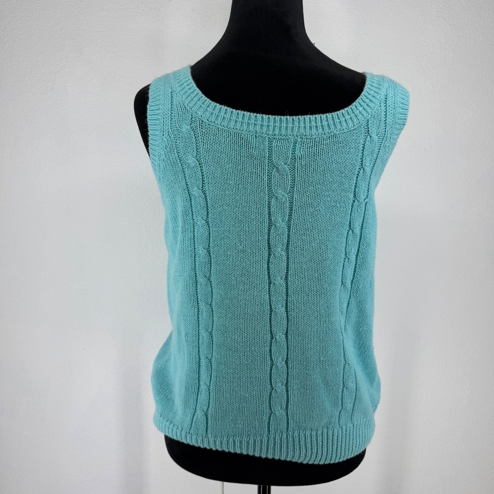 Sweetbriar Womens Cable Knit Sweater Vest Top Size S Sleeveless Tie Milkmaid VTG - Picture 5 of 6